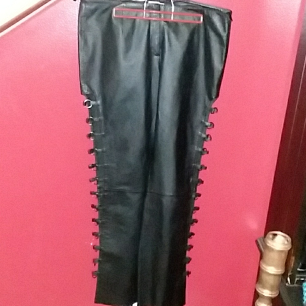 Wilsons leather pants o-rings down the sides sz 14